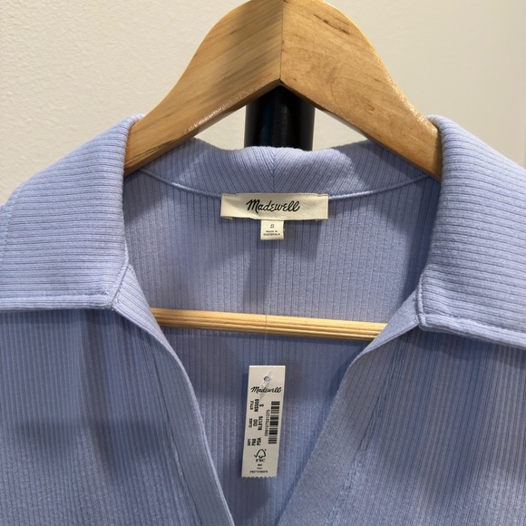 NWT Madewell Drapey Rib Short-Sleeve Polo Top - Picture 7 of 8